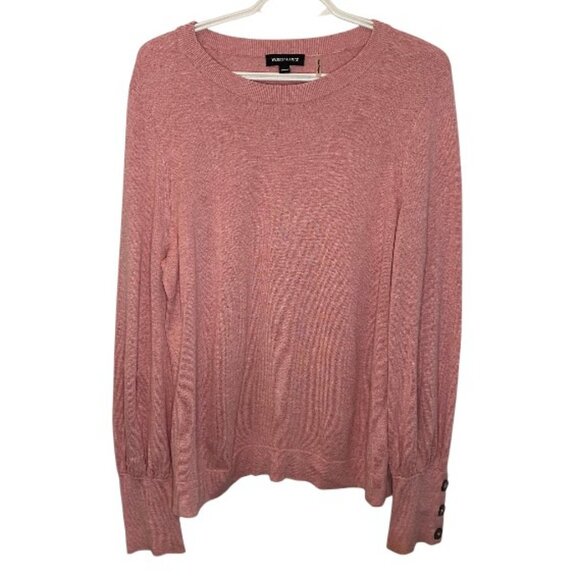 Repeat pink crew neck long sleeve sweater size 40/M - Picture 2 of 5